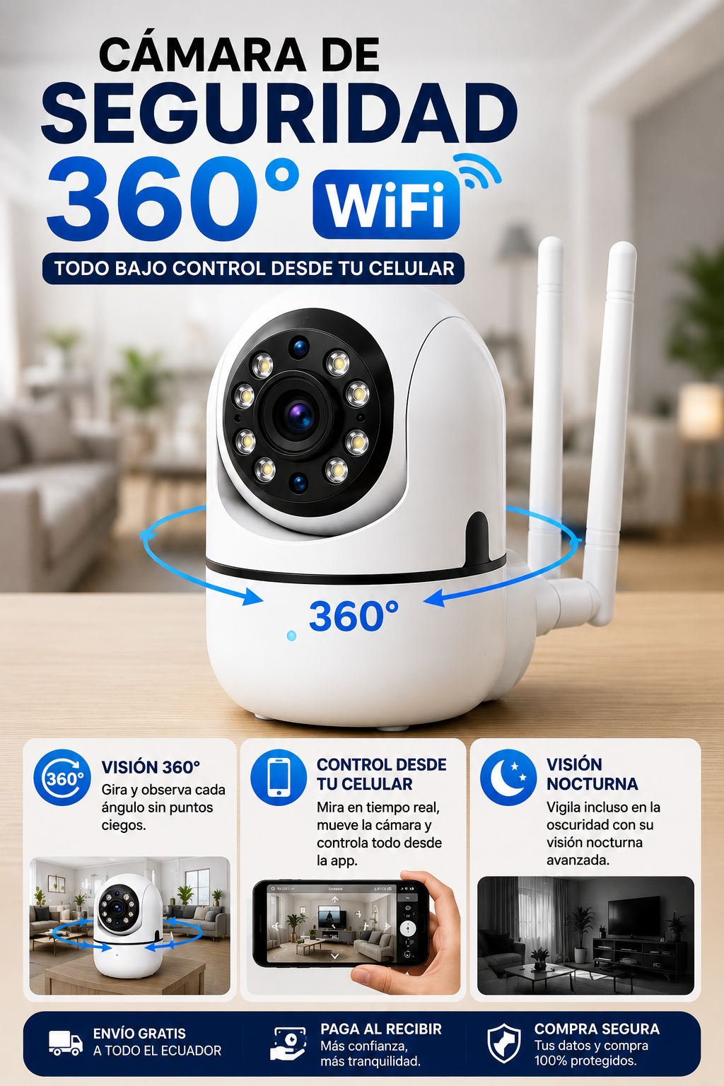 Cámara de Seguridad 360º - Control con Celular